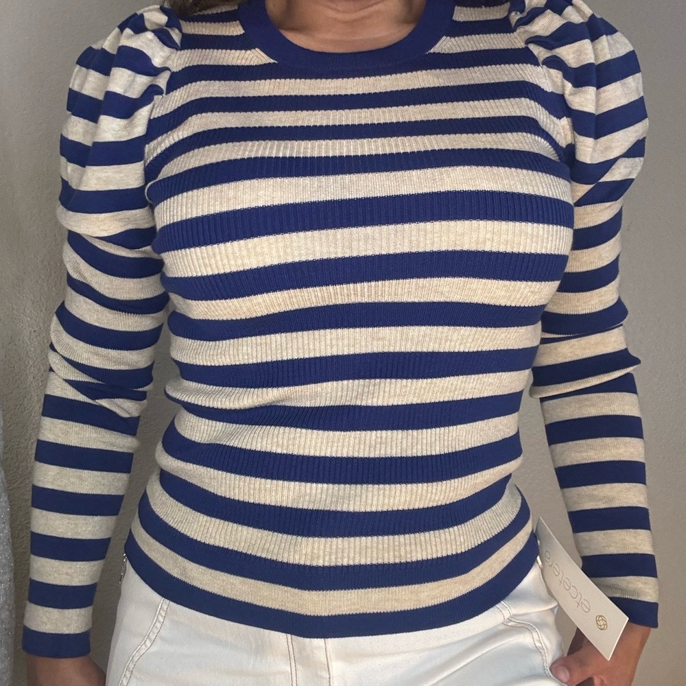 J crew blue striped sweater